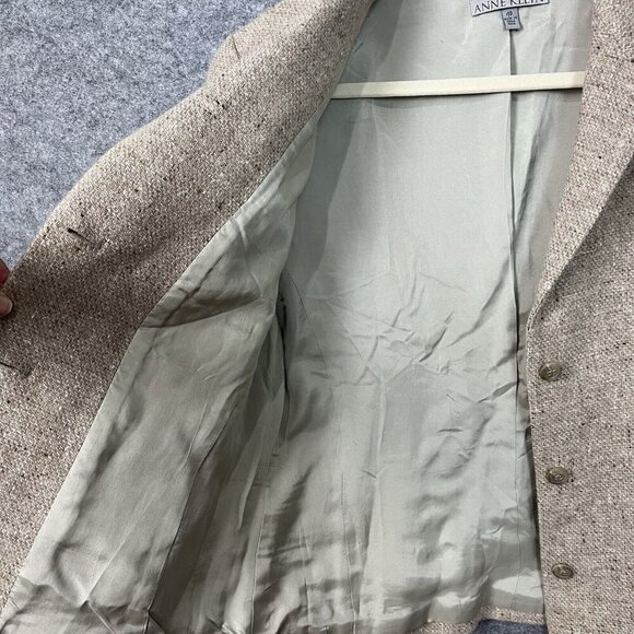 Ann Klein Wool Angora Blazer Jacket Womens Petite 10 Cream Tweed Light Academia - Picture 5 of 16